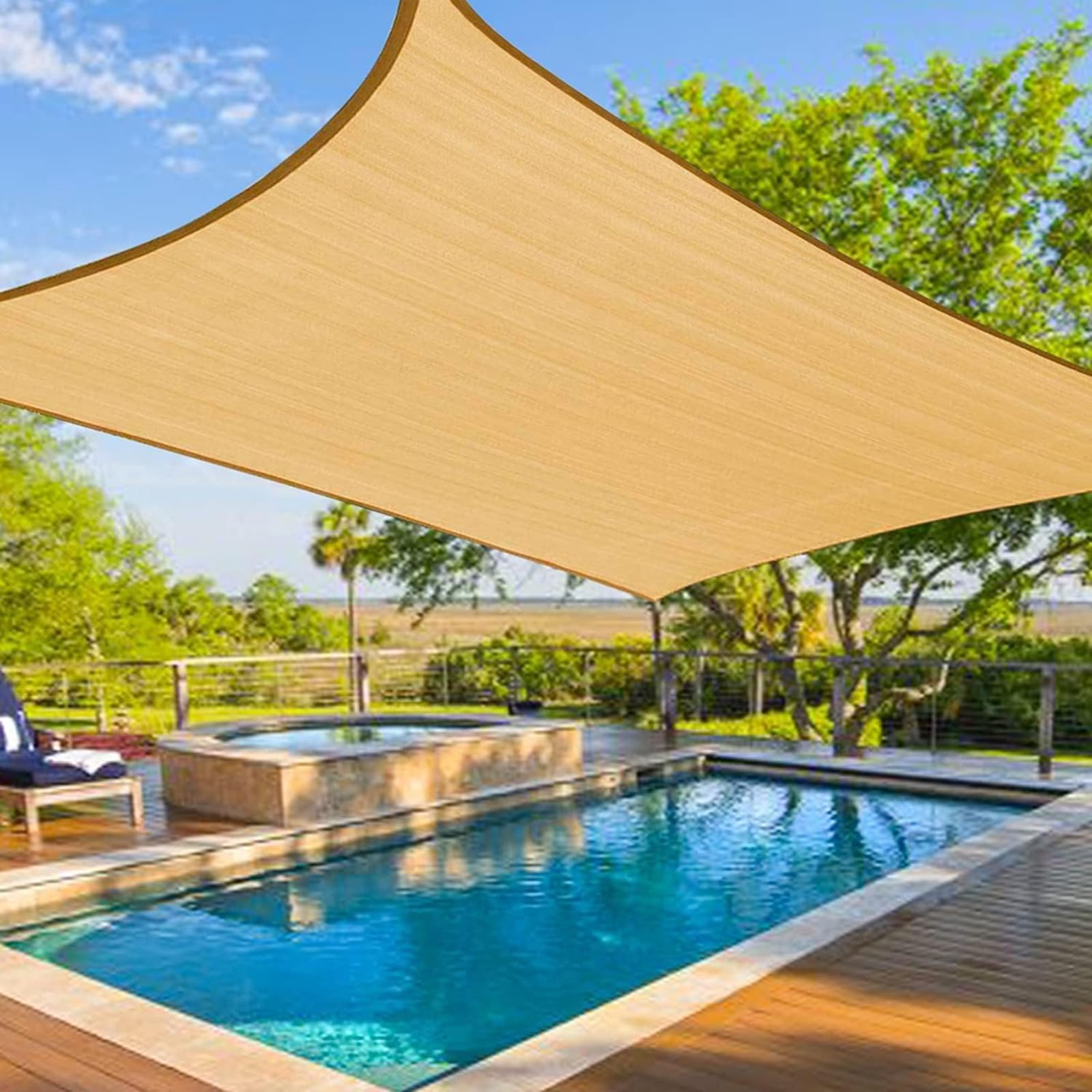 MOTIMSun Shade Sail Canopy,Air Permeable & UV Resistant Awning Square Shelter Umbrella with Stainless Steel Hardware Fixing Kit for Patio Garden Backyard Yard (Sand,6X4m)