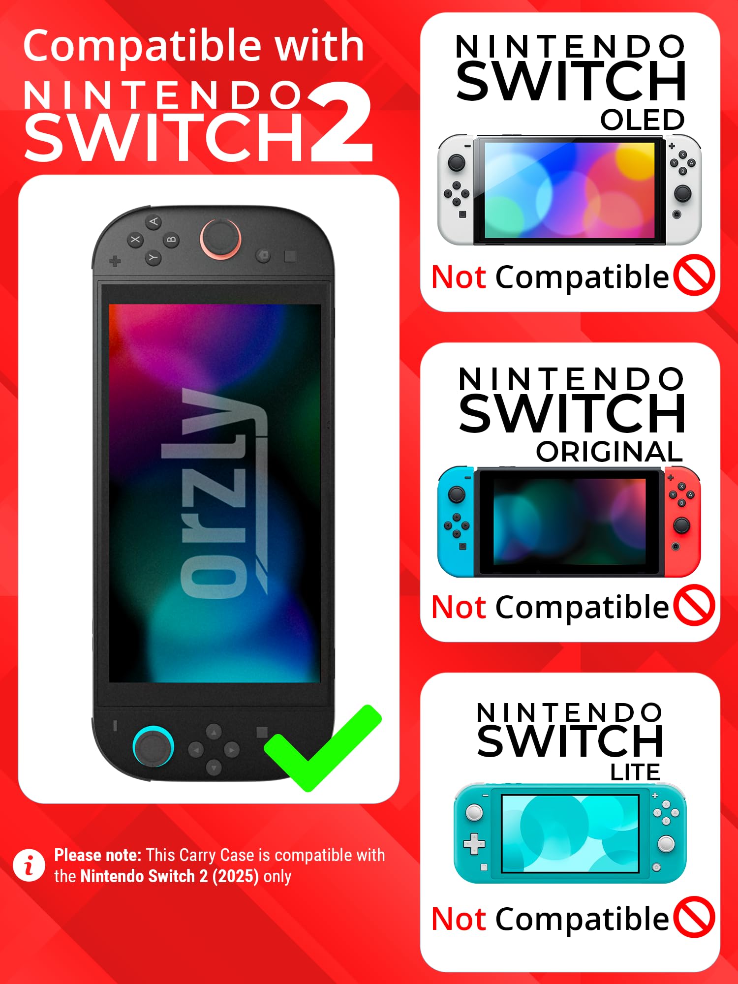 Orzly Custodia per Nintendo Switch 2, custodia protettiva da viaggio con pad per lo schermo, schede di gioco e slot MicroSD con tasche per gli accessori della console