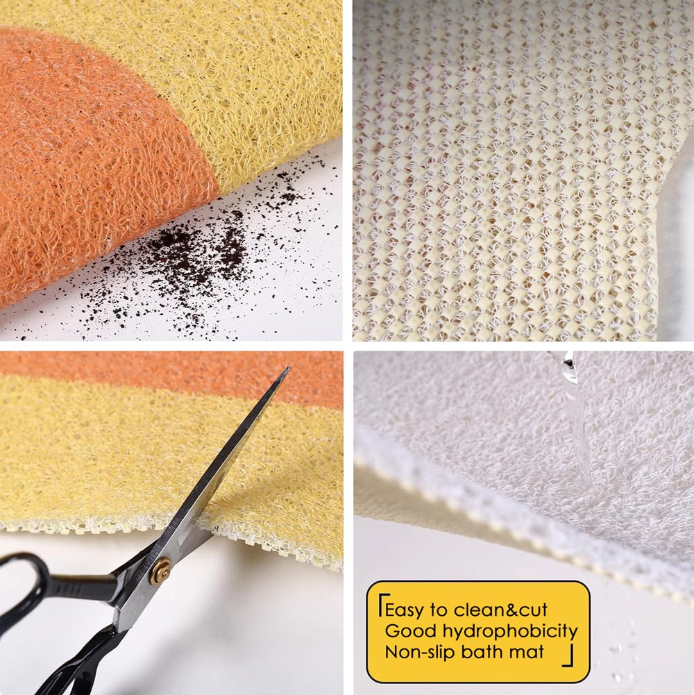 Tapis de douche antidérapant en luffa avec trou d'évacuation 120 x 160 cm