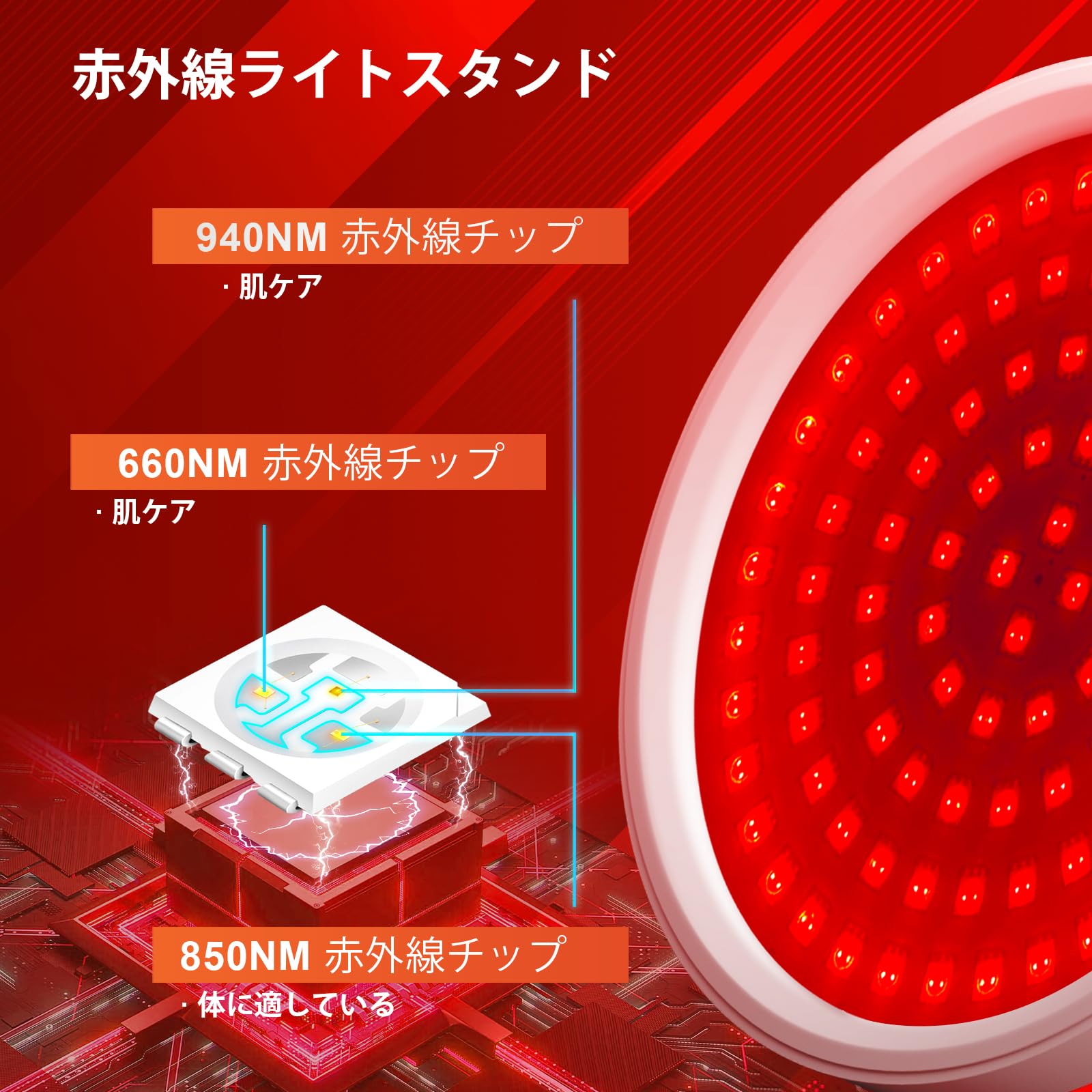 Amazon.co.jp: Heathredy 近赤外線赤色ライト 赤色LEDライト ランプ