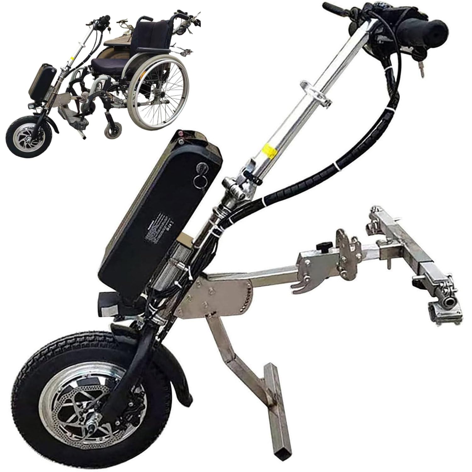 500W Wheelchair Pull Device, Electric Handcycle Wheelchair Attachment, with Front Light, Shock Absorber System, Tweeter, 48V 15 Ah/17 Ah Battery, 3 Speed, Range 60/70 Km,A17Ah