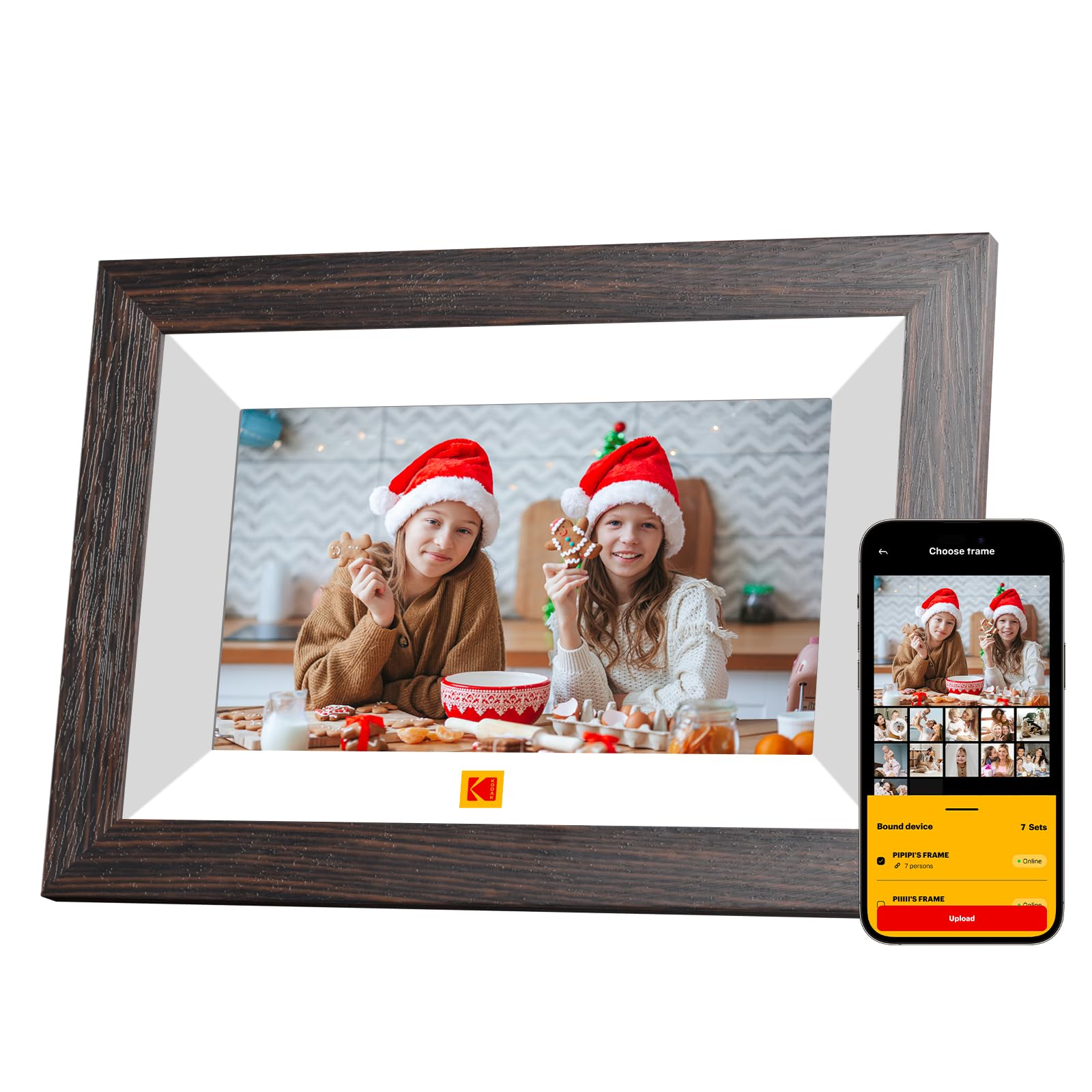 KODAK Marco de Fotos Digital, WiFi Marco Digital de Fotos 7 Pulgadas, HD IPS Pantalla Táctil, 32GB Marco Electrónico, Rotación Automática, Fácil Compartir para Fotos y Vídeos via App o Cable de Tipo C