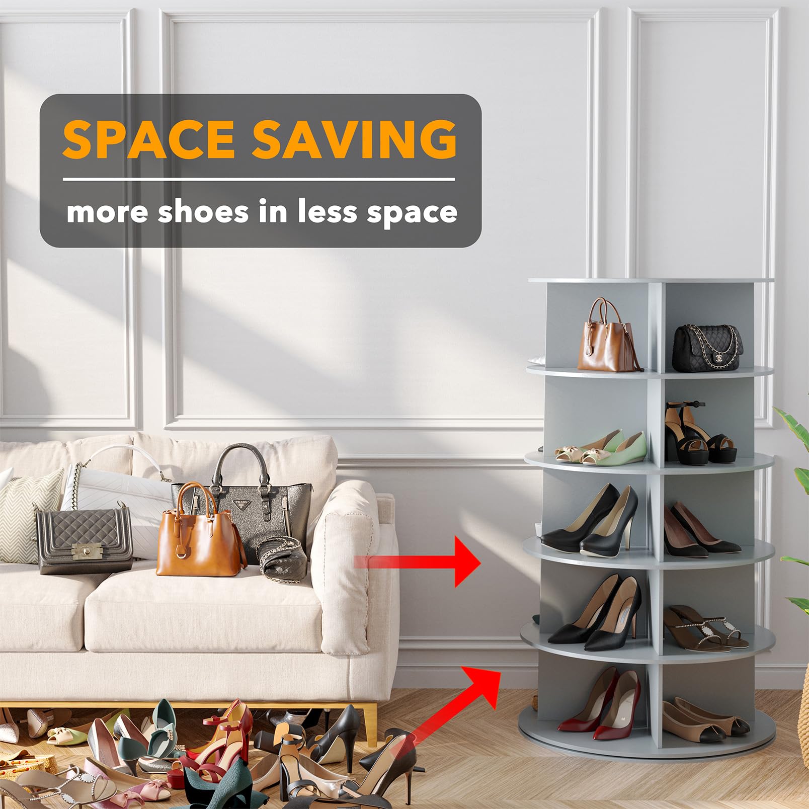Snapklik.com : SpaceAid 5 Tier Rotating Shoe Rack Tower, Spinning Shoe ...
