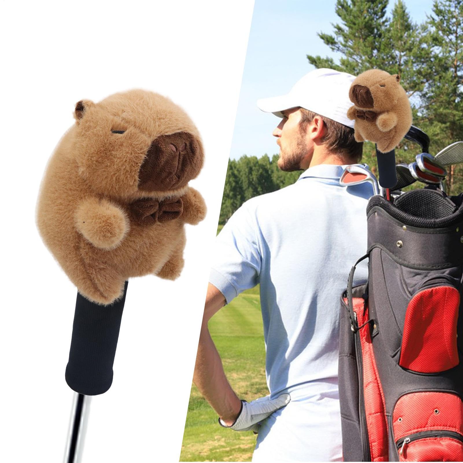 Couverture de Club de Golf Capybara, Couvre-Chefs de Pilote de Dessin animé, Couvre-Chef de Club de Golf en Peluche Capybara Mignon, équipement de Protection en Peluche pour Femmes et Hommes