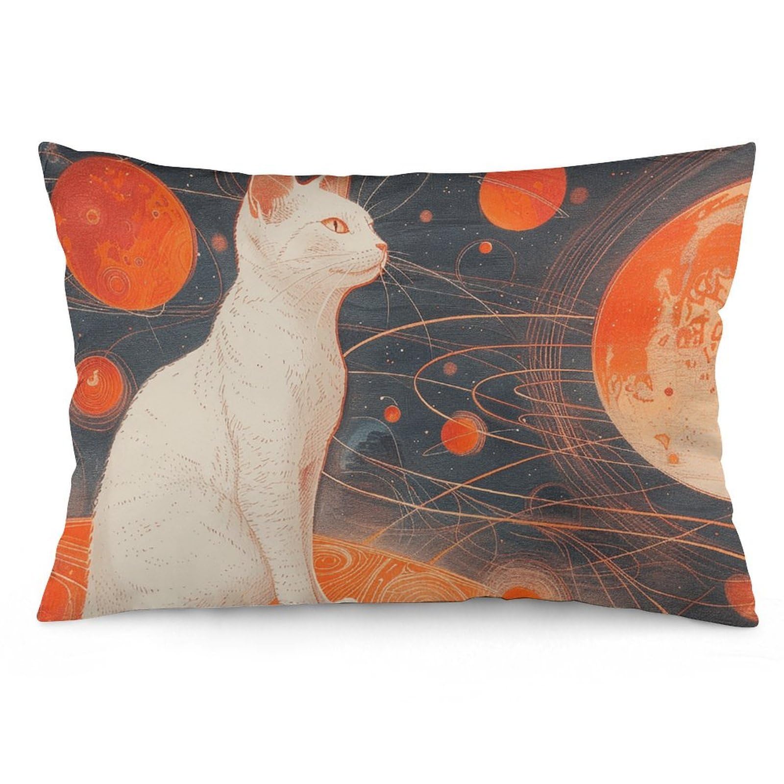 NONHAI 2 Pack Pillow Cases for Hair and Skin, Soft Breathable Pillow Case Covers with Hidden Zipper, Cats and Planets Pillowcase 20"x30" Pillow Covers for Sleeping Gift