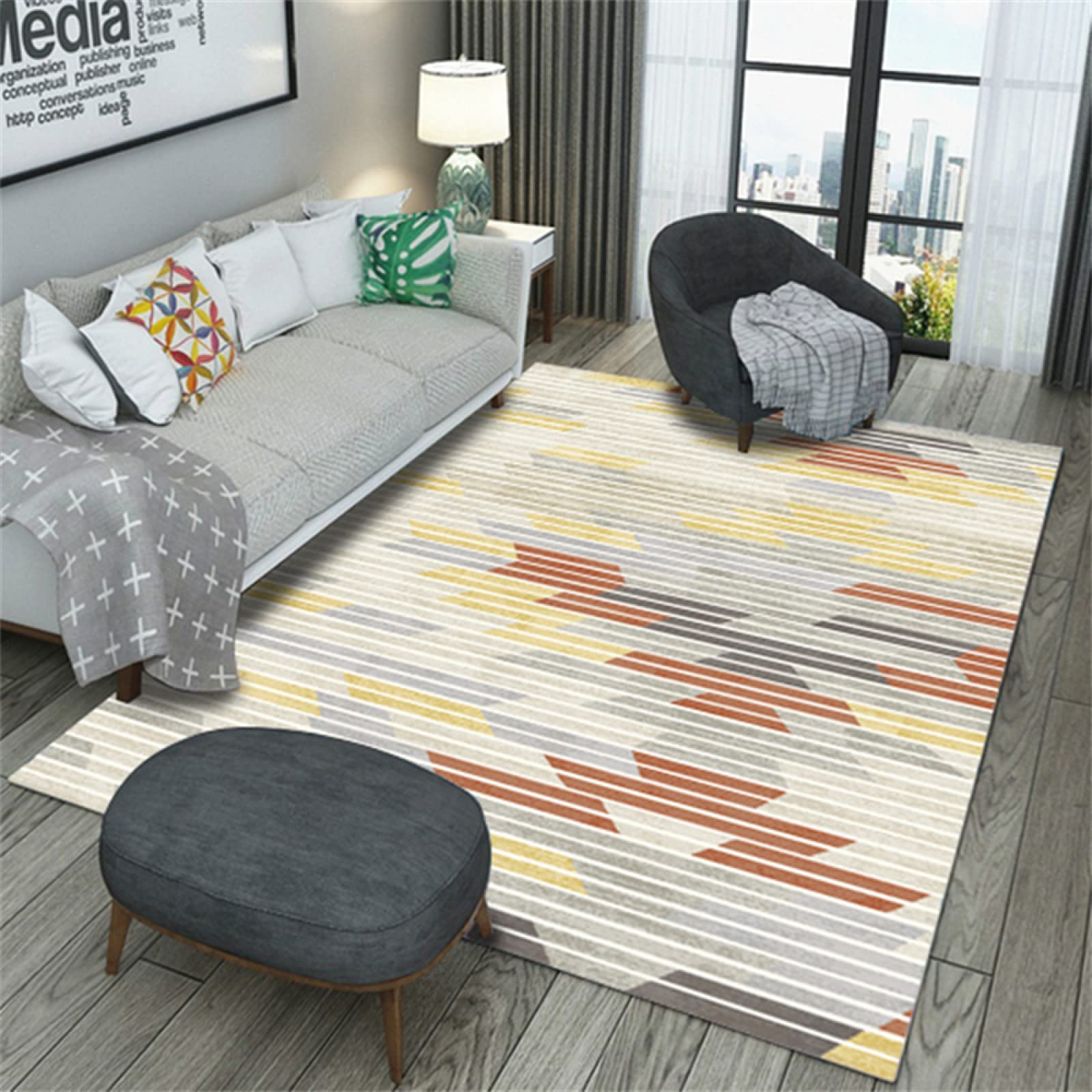 Tapis de chambre doux sans poils facile à nettoyer pour salon moderne