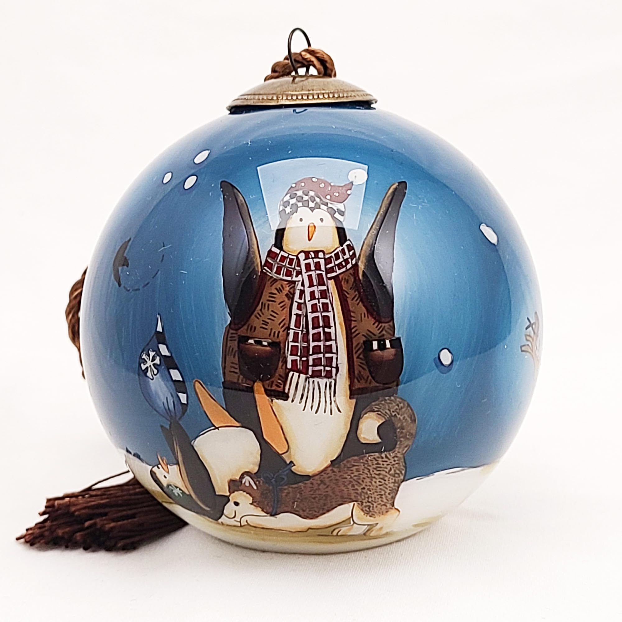OKEAPenguin and Dog - Inside Painted Glass Ball Ornament Handmade by LiBien for Home or Office Perfect for Halloween, Thanksgiving, Christmas Manual Original Design 2023