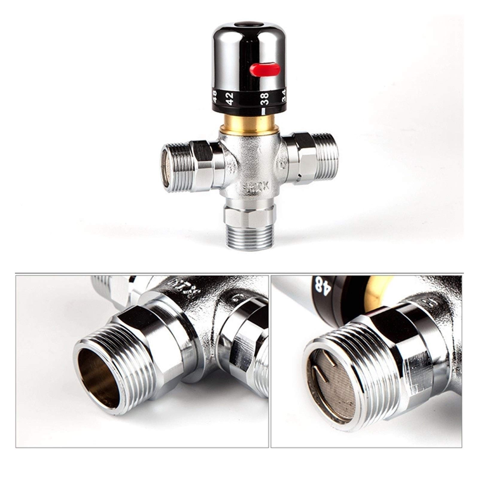 Soupape de mélange thermostatique à 3 voies cuivre solide 3/4 pouces chauffe-eau solaire Régulation la vanne régulation température,Utilitaire universel