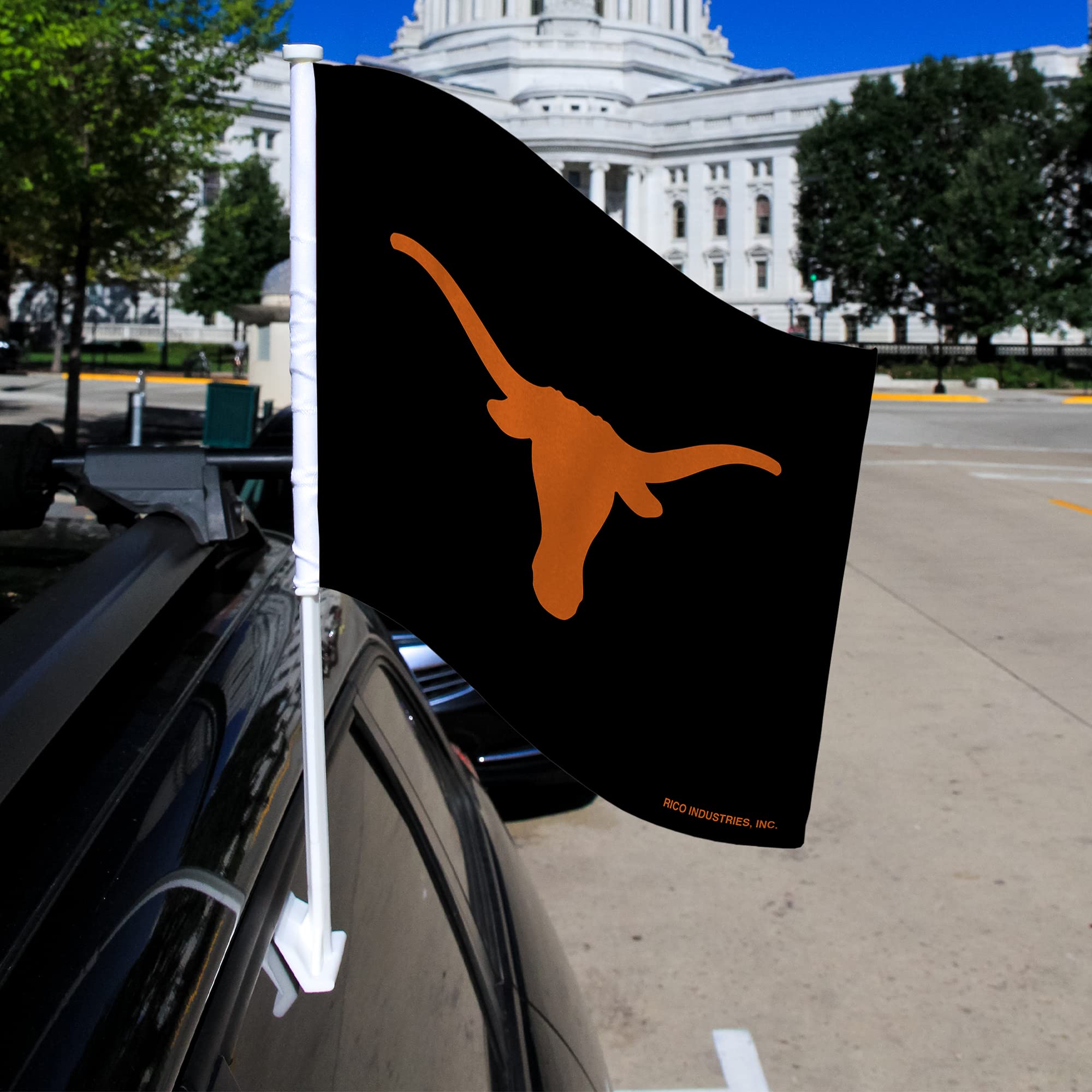 Rico Industries NCAA Texas Longhorns Exclusive Double Sided Double Sided Car Flag - 16