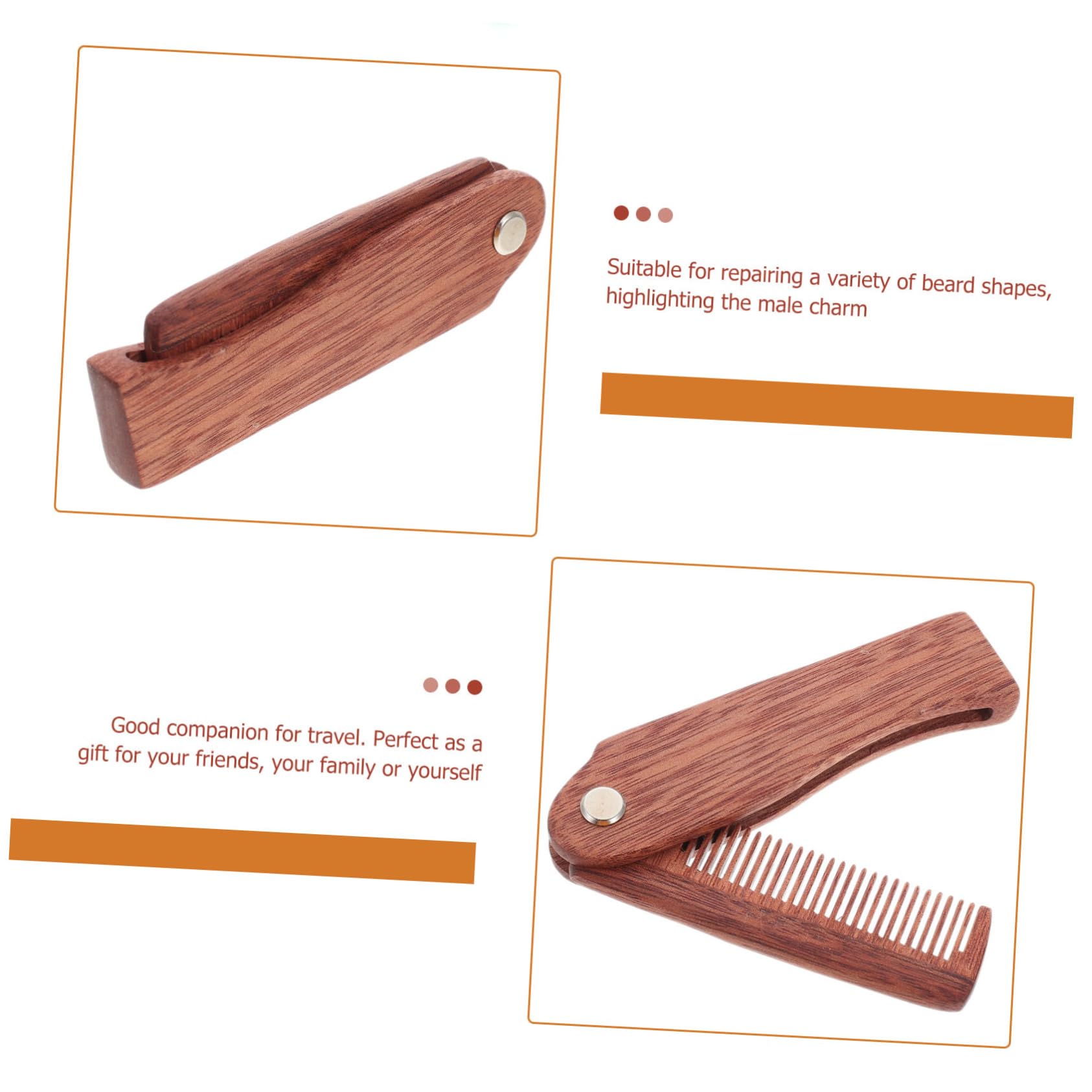 Beavorty 3piezas Peine De Madera Plegable Para y Cabello Accesorio Portátil De Peine De Bolsillo Para Estilizar y Limpiar El Cabello Herramienta Multifuncional Para Hombres