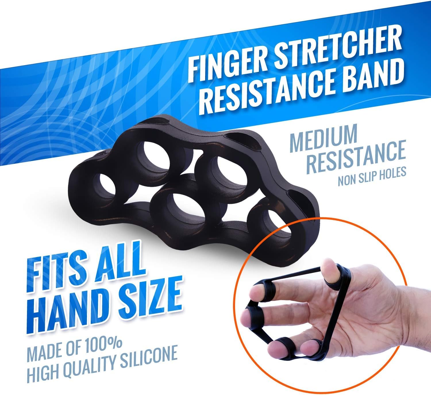 Hand Grip Strengthener (4 Pack) Forearm Exerciser Adjustable Resistance Hand Gripper, Finger Stretcher, Grip Ring and Finger Exerciser for Men and Women, Injury Recovery and Muscle Builder