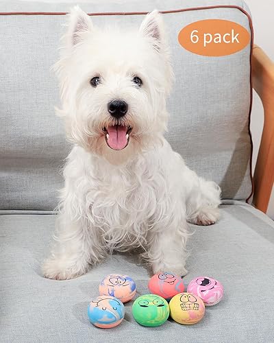 Miniatura 6 de SCHITEC Juguetes chirriantes para perros, 6 unidades Juguete interactivo de látex de goma, bolas de juego suaves para cachorros y perros pequeños