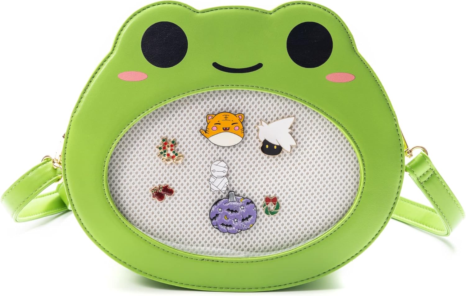 Elallin Cartoon Frog Cute Bag Crossbody Pins Display Purse Backpack for Women