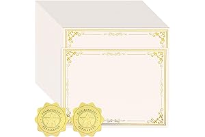 100 Sheets Certificate Paper and 100 Pcs Gold Seal Stickers for Business Awards