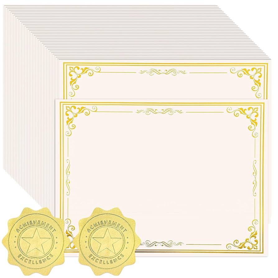 amazon-com-100-sheets-certificate-paper-with-100-pcs-gold-seal-stickers-8-5-11-printable-award-certificates-for-graduation-marriage-business-awards-employee-recognition-teacher-appreciation-certificates-office-products for Free Printable Blank Certificate Paper Amazon.com : 100 Sheets Certificate Paper with 100 Pcs Gold Seal Stickers, 8.5 × 11'' Printable Award Certificates for Graduation Marriage, Business Awards, Employee Recognition, Teacher Appreciation Certificates : Office Products for Free Printable Blank Certificate Paper