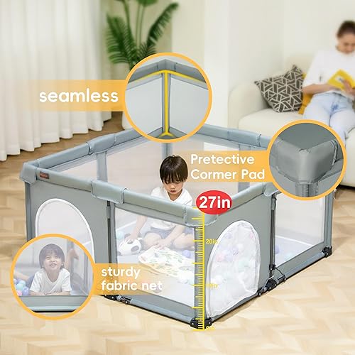 Miniatura 5 de Heyo.Ja - Corralito plegable para bebés y niños pequeños, corralito para bebés y niños pequeños con puerta, corralito portátil para interiores y