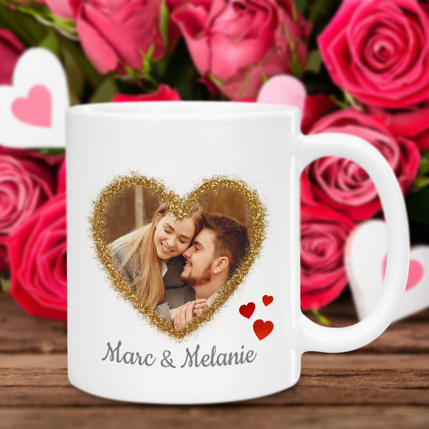 Personalisierte Fototasse Mit Romantischem Druck – 330 Ml, Spülmaschinenfest, Geschenkidee Für Valentinstag & Jahrestage