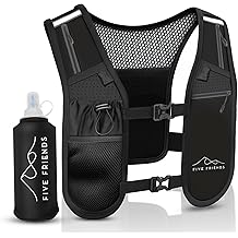 Running Vest with Water Bottle &ndash; Lightweight, Breathable Designed Reflective Hydration Vest with 6 Pockets &ndash; Adjustable Running Backpack for Men &amp; Women, Ideal for Marathon