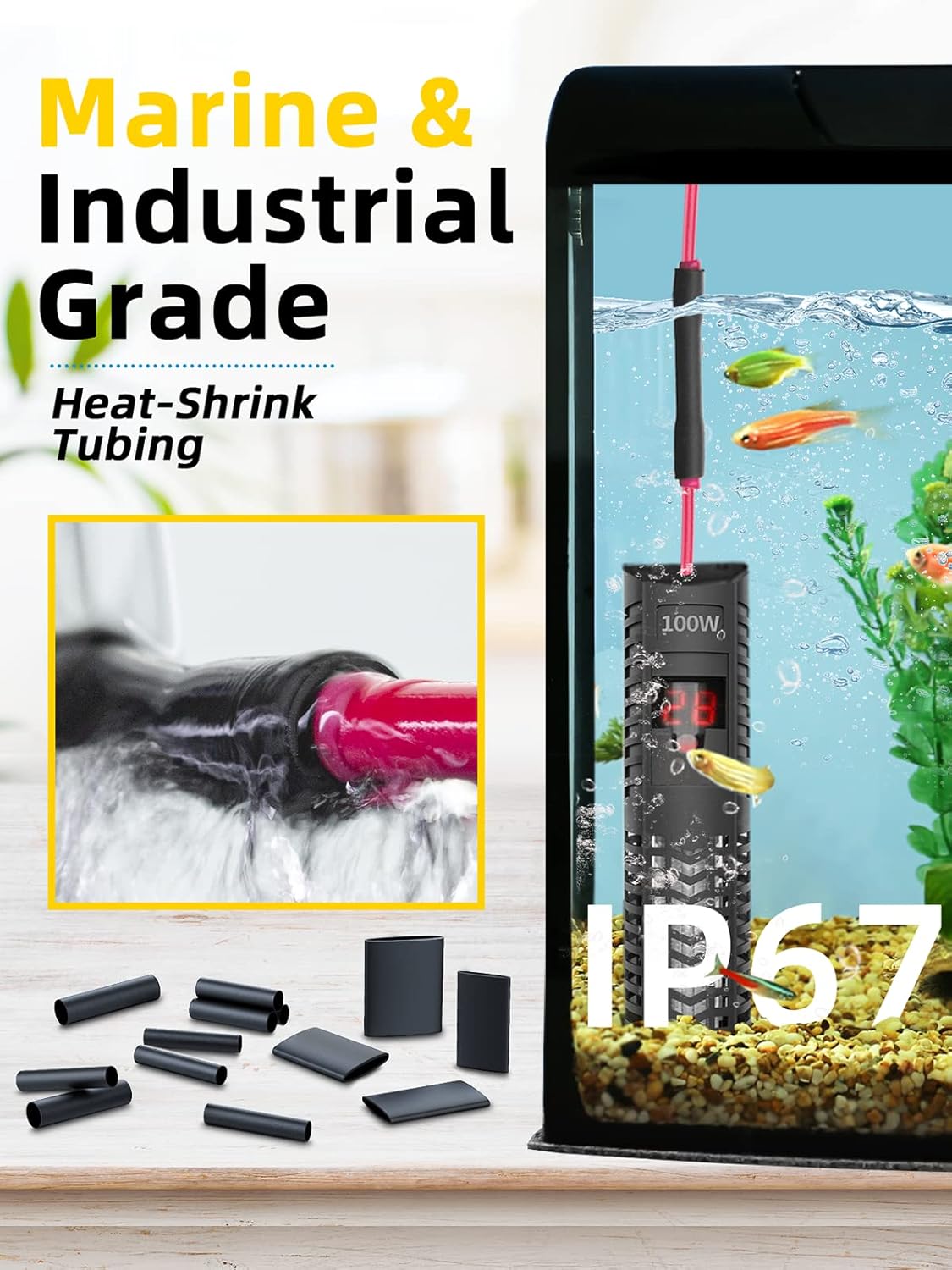Heat Shrink Tubing Kit,Eventronic 3:1 Ratio Adhesive Lined,Marine & Industrial Grade Shrink Wrap,Waterproof Heat Shrink Tubing ,Black-400 PCS: Industrial & Scientific