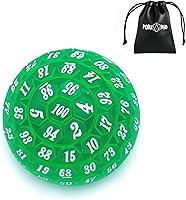 Vista 1 de Dados poliédricos de 100 caras, dados de juego individuales D100, cubo de 100 lados con bolsa negra, dado D100 de 1.890 in (verde con número blanco)