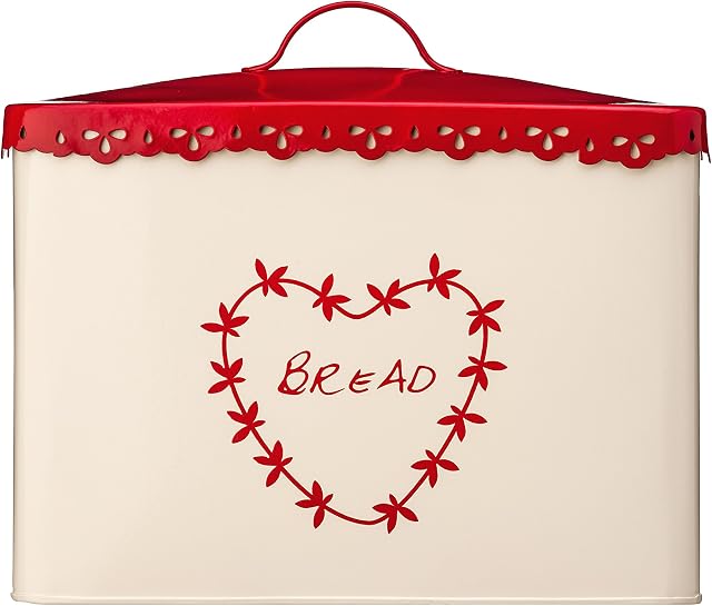 Premier Housewares 507623 Anglaise Bread Bin - Cream/Red H25 x W33 x D18cm