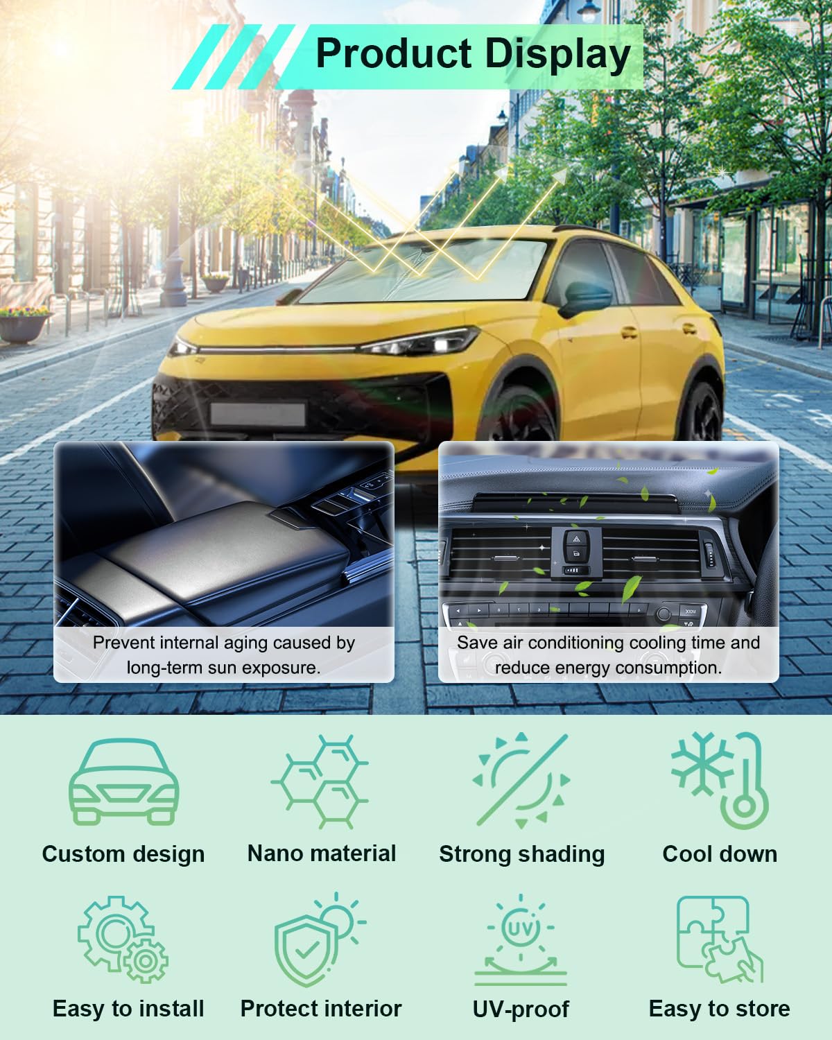 [Mise à Niveau] GAFAT Compatible avec VW T-Roc 2017-2025 2026 2027 Pare-Soleil Intérieur, Pare-Brise Protection UV, Refroidissement Intérieur Protection Intérieure, T Roc Accessoires