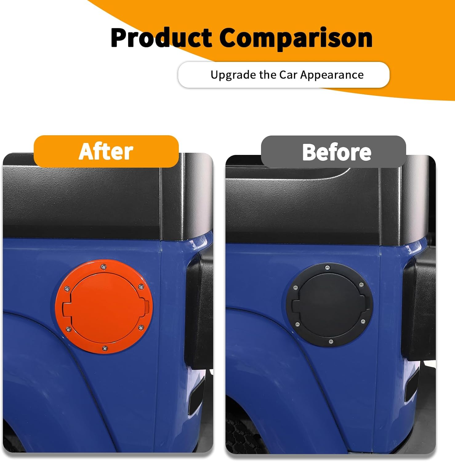 Hoolcar For JK Fuel Filler Door Gas Tank Cap Cover Compatible with Jeep Wrangler JK JKU 2007-2017, Exterior Accessories, Orange