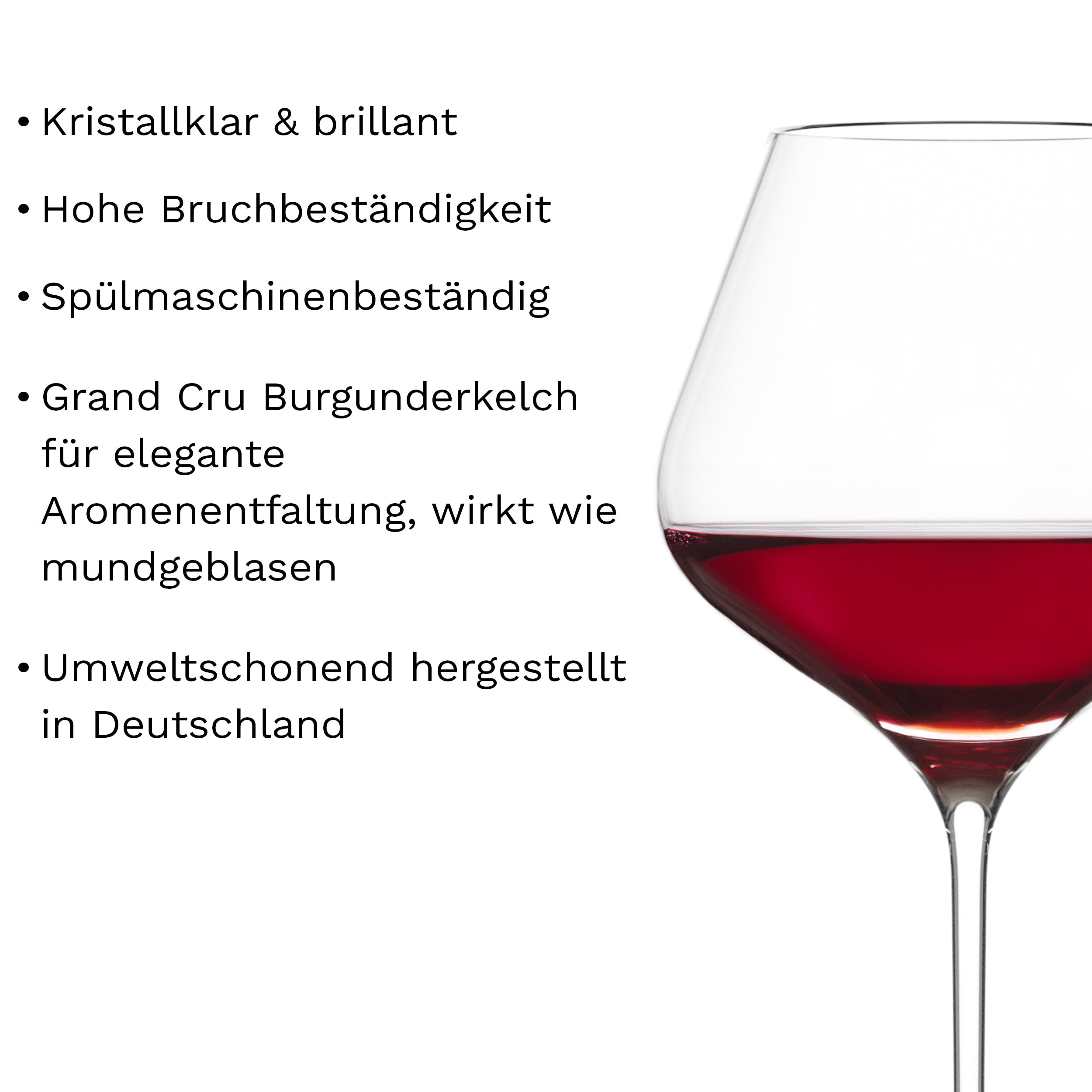 Stölzle Lausitz Q1 Grand Cru Burgundergläser Rotweingläser 870 ml, 6er-Set | Handgefertigte Grand-Cru-Burgundergläser für Burgunder, aus bleifreiem Kristallglas, stoßfest & spülmaschinengeeignet