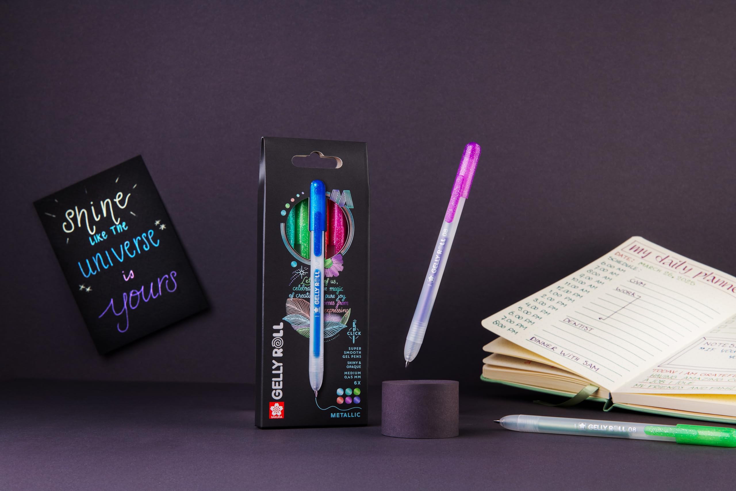 SAKURA Handlettering & Journaling Set Profi – 12 Koi Brush Pens + 6 Metallic Gelstifte + 3 Weiße Gelly Roll Stifte | Kreativset für Lettering, Bullet Journal, Zeichnen & Karten gestalten