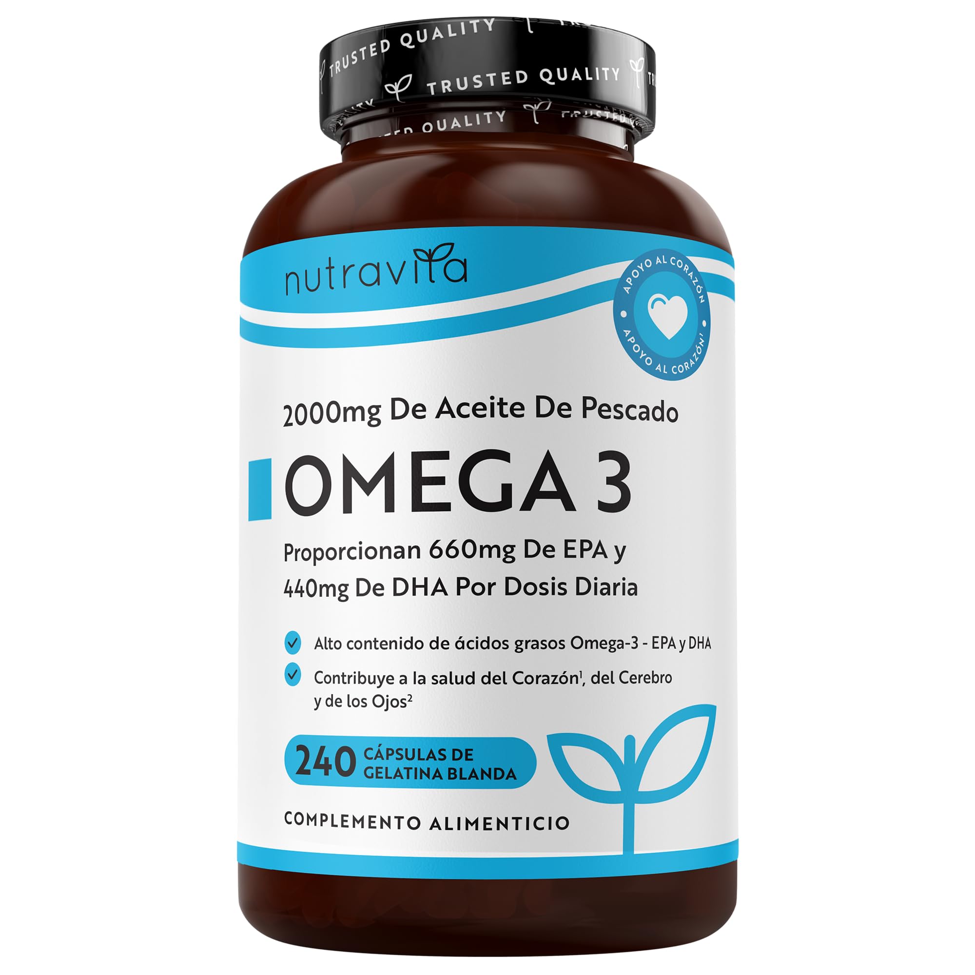 Omega 3 Nutravita: Corazón y Mente Sanos, 240 Cápsulas