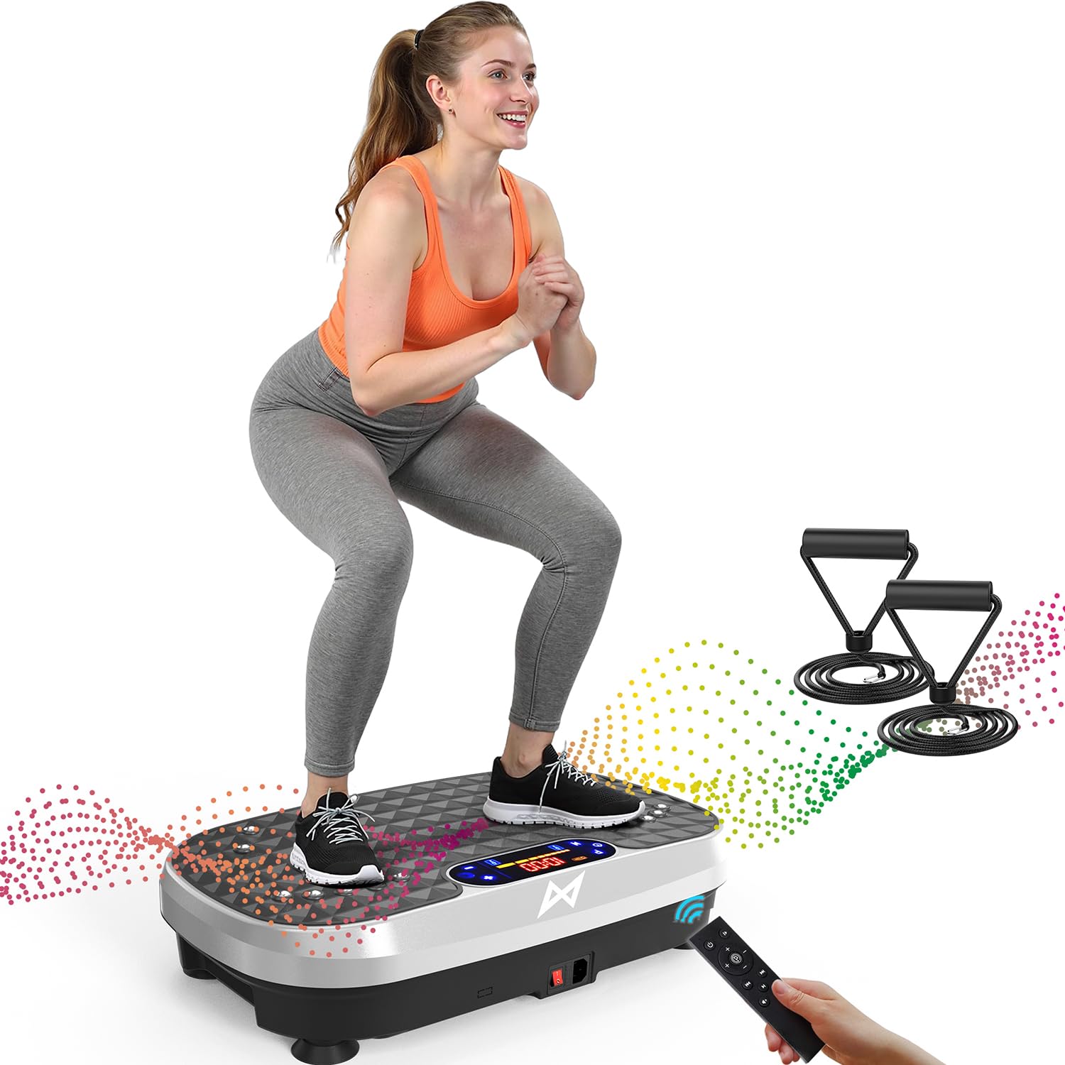 Vibration Plate Fitness Platform Exercise Machine Vibrating Shaking Full Body Shaker Workout Vibrate Stand Shake Board Sport for Weight Loss Fat Burner for Gym Home Office BASIC.SILVER
