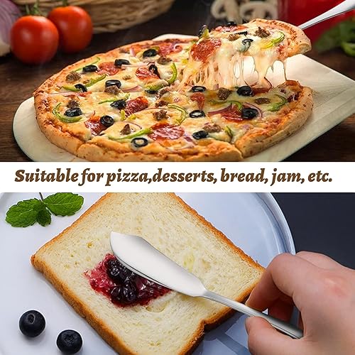 Miniatura 2 de Juego de 24 utensilios de servir de acero inoxidable para fiestas, cubiertos resistentes, incluye cucharas grandes de sopa, espátulas, tenedores,