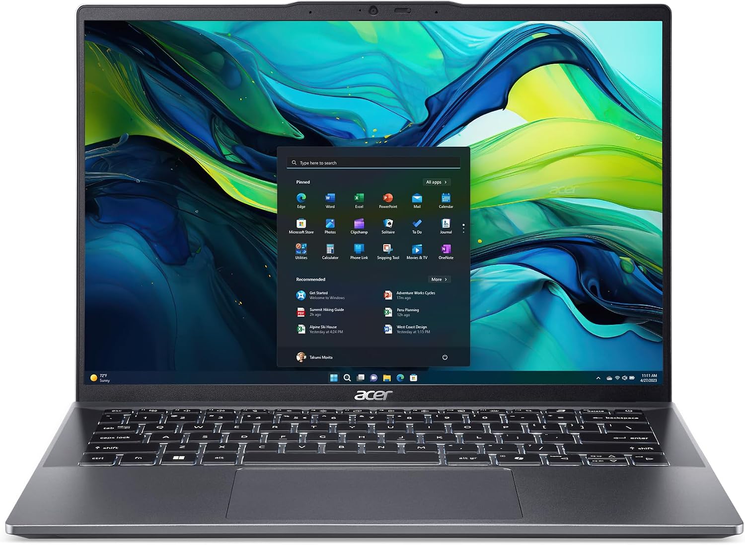 acer Swift Go 14 Laptop | 14" 1920 x 1200 Touch Display | Unlock AI Experiences | AMD Ryzen 7 8845HS Octa-Core Ryzen AI Capable Processor | 16GB LPDDR5X | 1TB PCIe Gen 4 SSD | SFG14-63T-R1F4