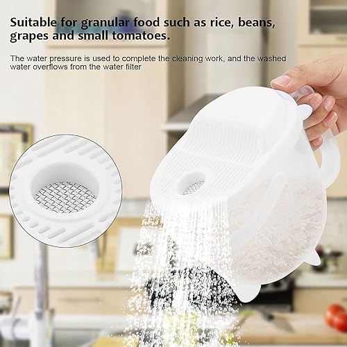 Miniatura 5 de Cuenco colador para lavadora de arroz, colador de limpieza de arroz portátil, colador de cocina con mango para arroz, frijoles, uvas y tomates