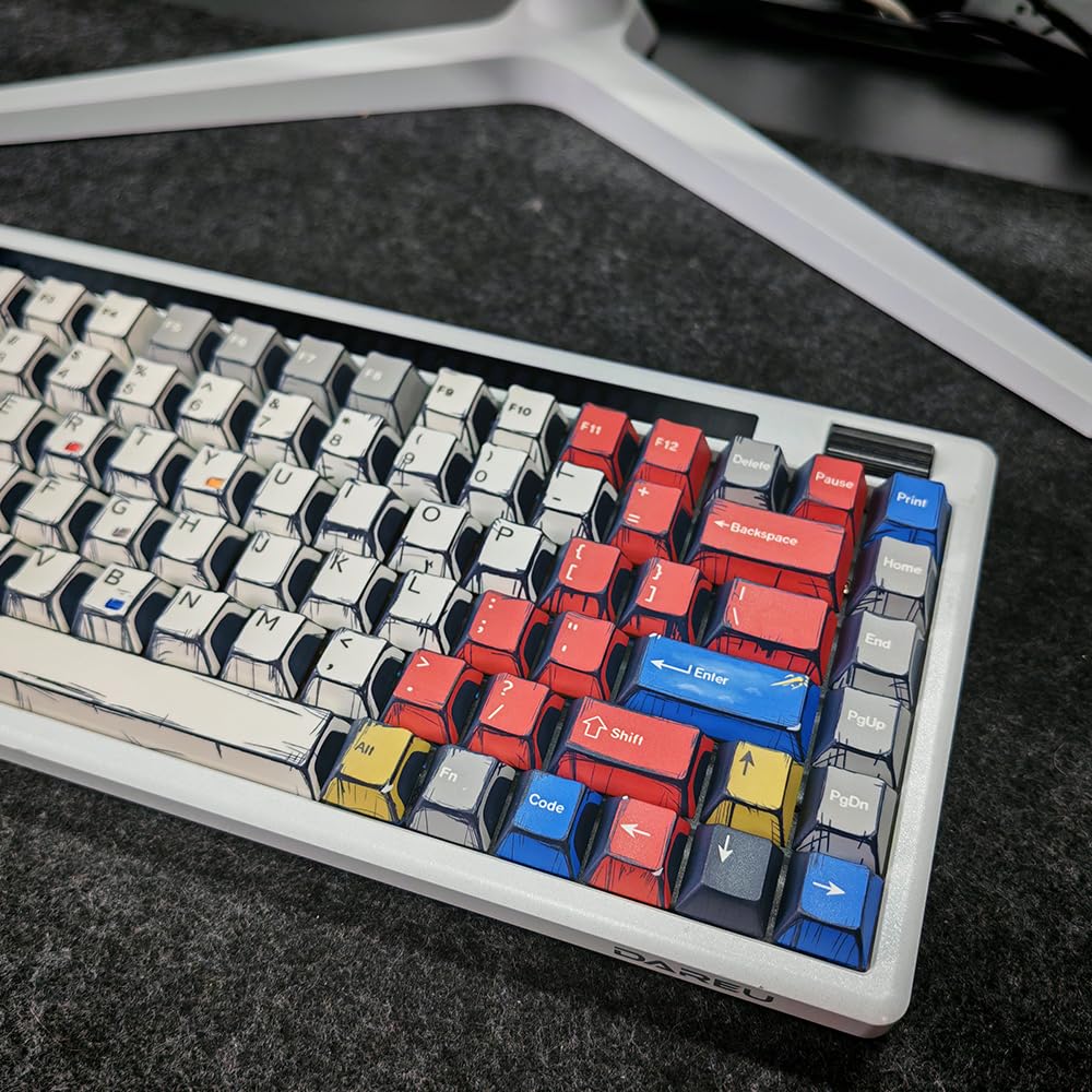 Retro Anime PBT Keycaps-Cherry Key caps, Manga Japanese Theme Keycaps 60 65 75 100 Percent, 5 Side Dye Sublimation 141 Keys Set for Cherry Gateron MX Switches Keyboards