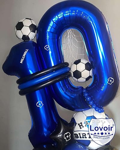 Miniatura 4 de Lovoir Globo azul marino de 40 pulgadas con número 10 dígitos gigantes, helio azul oscuro para decoración de celebración de cumpleaños de 10 años,