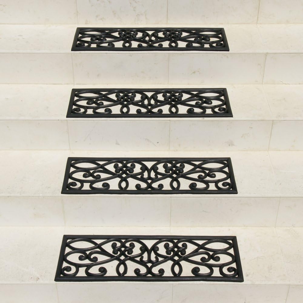Up To 40% OFF Rubber-Cal 6-Piece New Amsterdam Non-Slip Treads Rubber Step Mats, 9.75 by 29.75-Inch, Black