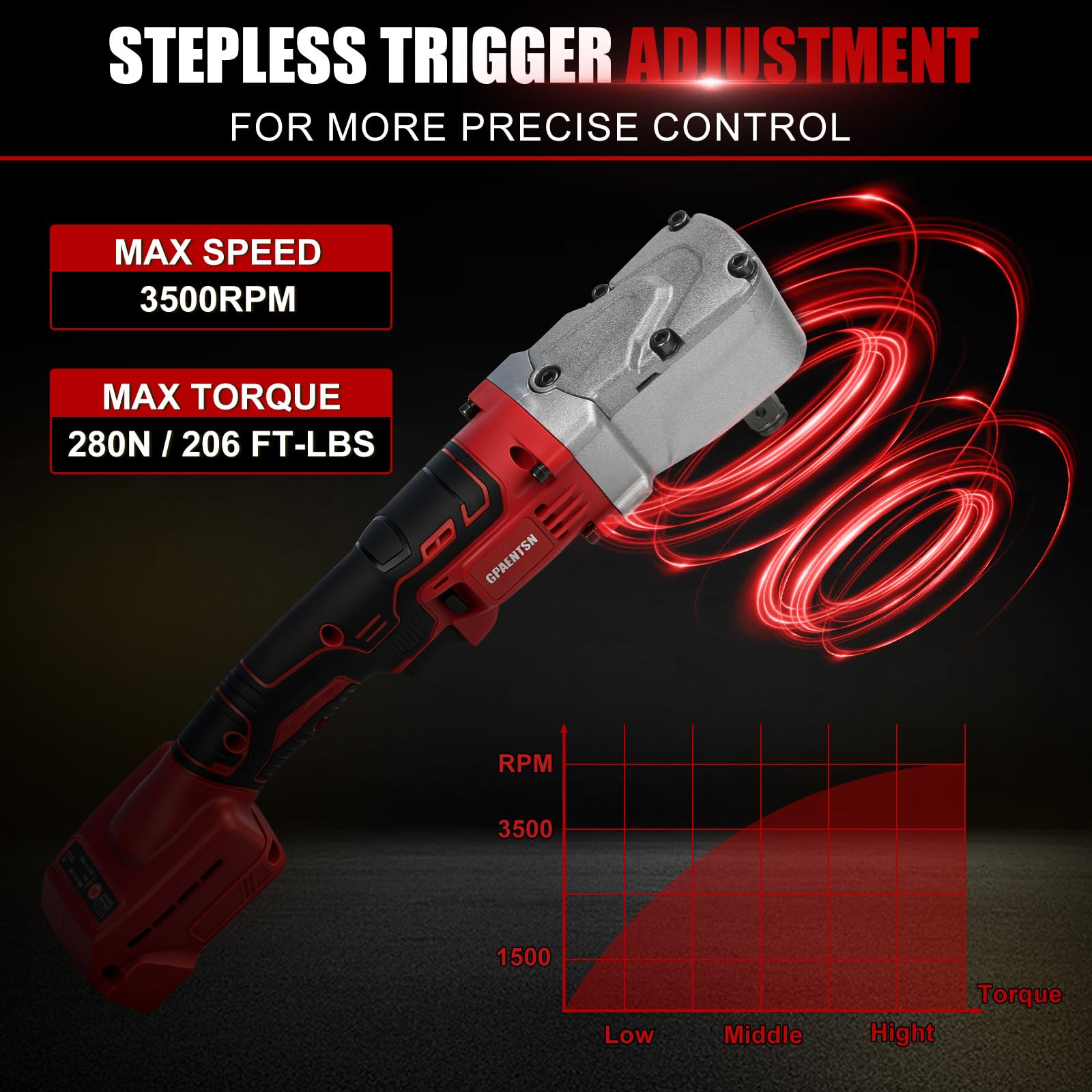 Clé à chocs électrique à angle droit compatible avec Milwaukee M18, 1,27 cm 280 Nm, tournevis à cliquet sans fil à couple élevé avec vitesse variable (batterie non incluse)