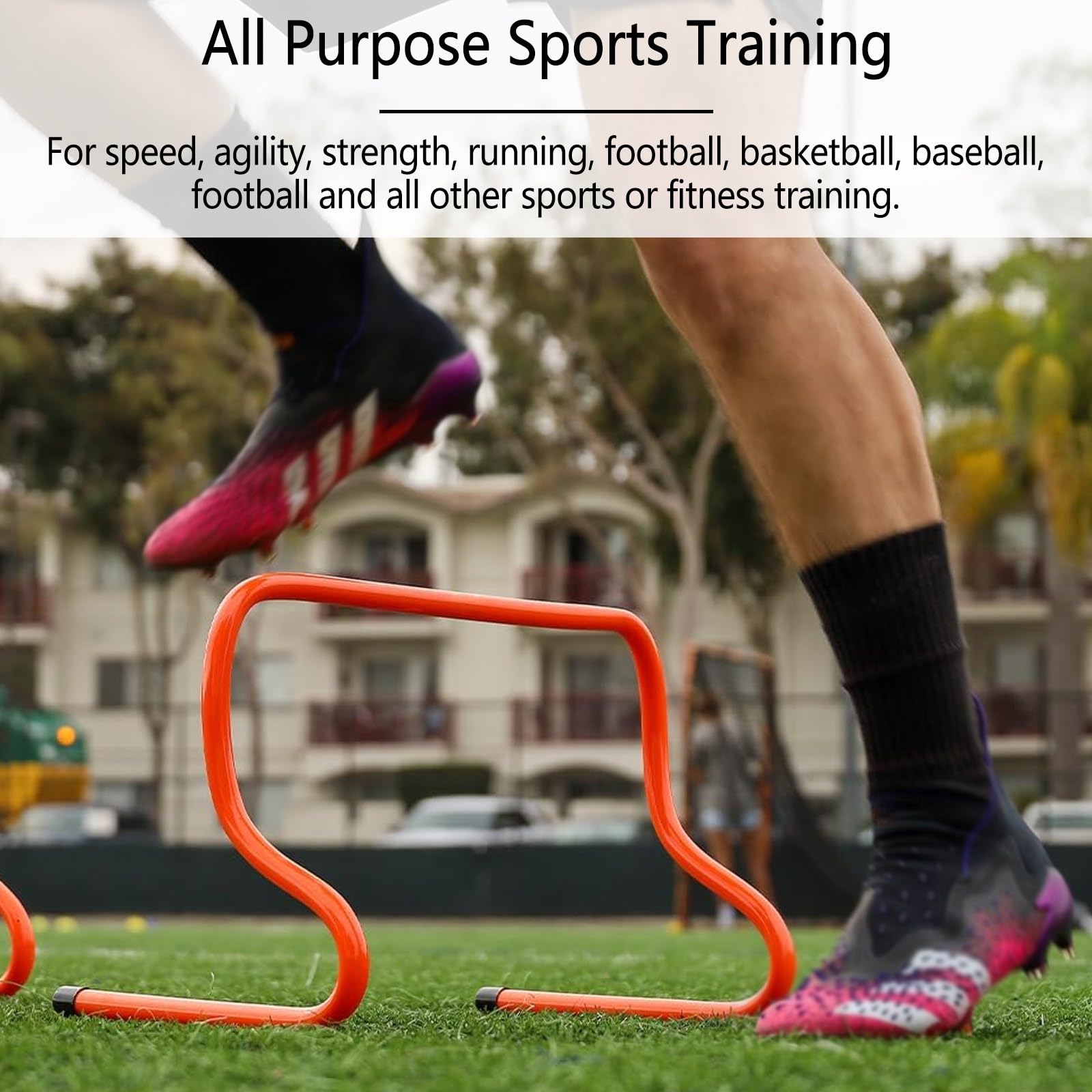 Set di Ostacoli per Allenamento, 5 Pezzi di Attrezzatura per l'agilità con Maniglia per Il Trasporto, Ideale per la Pratica della velocità, per Atleti di Calcio, Tennis e Basket.