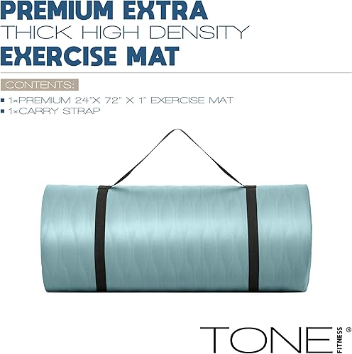 Miniatura 2 de Tone Fitness Esterilla de yoga de 1 pulgada de grosor | Alfombrilla de ejercicio antideslizante de alta densidad con correa de transporte para yoga,
