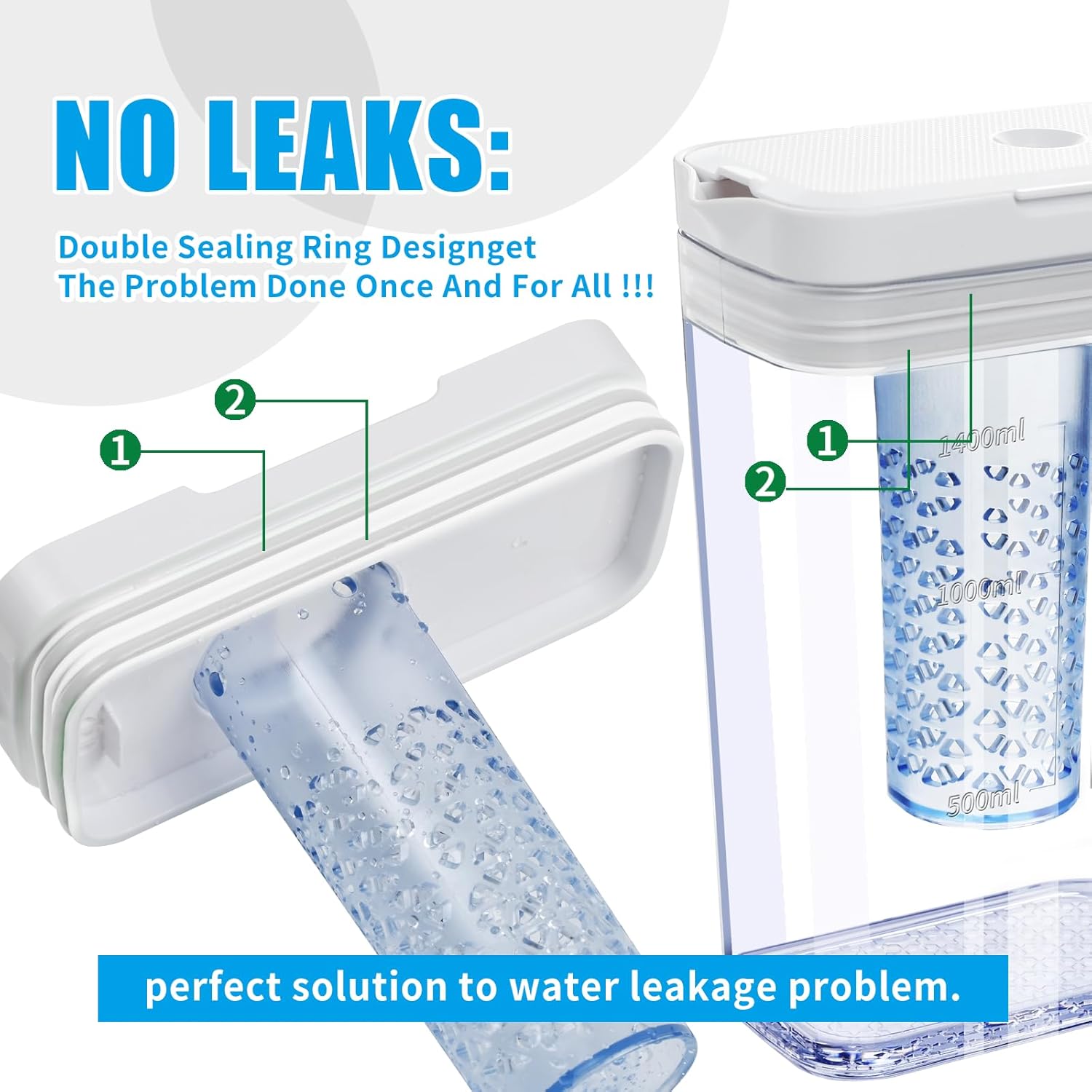 Upgraded Refrigerator water Pitcher DA97-17395A Compatible With Samsung Fridge water Reservoir, Double sealing Fridge reservoir NO leak, Water Tank Fit Samsung Refrigerator (White)