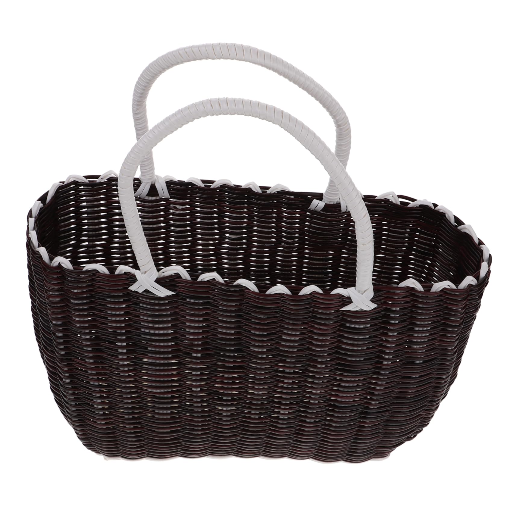 LABRIMP Capacity Decorative Woven Basket Stylish Imitation Rattan Picnic Vegetable Shopping Basket Versatile Handheld Storage for Home Kitchen Outdoor Use