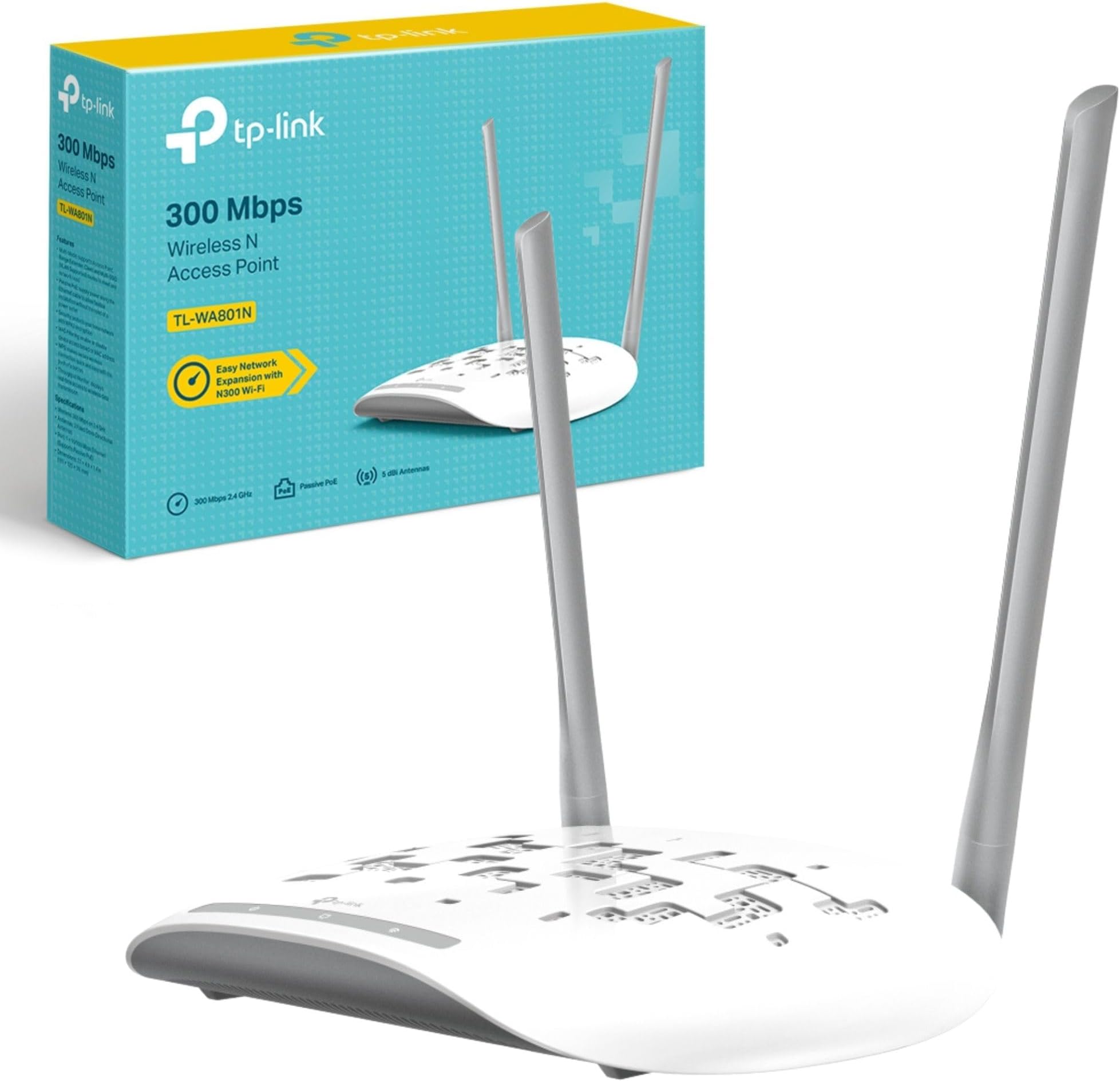 TP-Link TL-WA801N 300 Mbps Wireless N Access Point, Passive PoE Power Injector, Supports Multiple Operation Modes Access Point, Multi-SSID, Client, and Range Extender Modes, 10/100M Ethernet Port