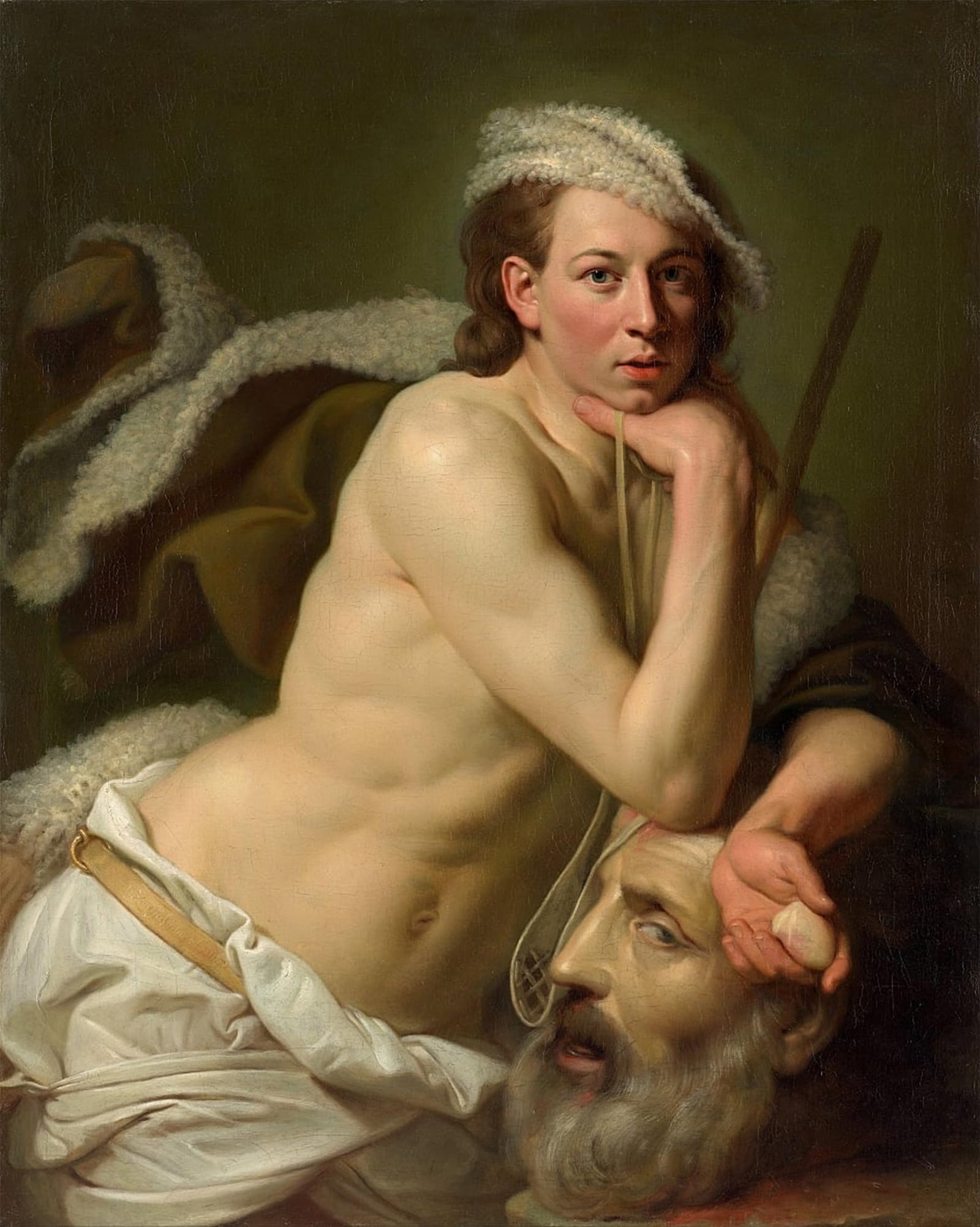 ARTXLXXBN Famous Prints Artwork Pictures Poster Painting Art Self portrait As David with the Head of Goliath by Johan Zoffany Artwork Landscape Pictures for Home Decor 60x90cm