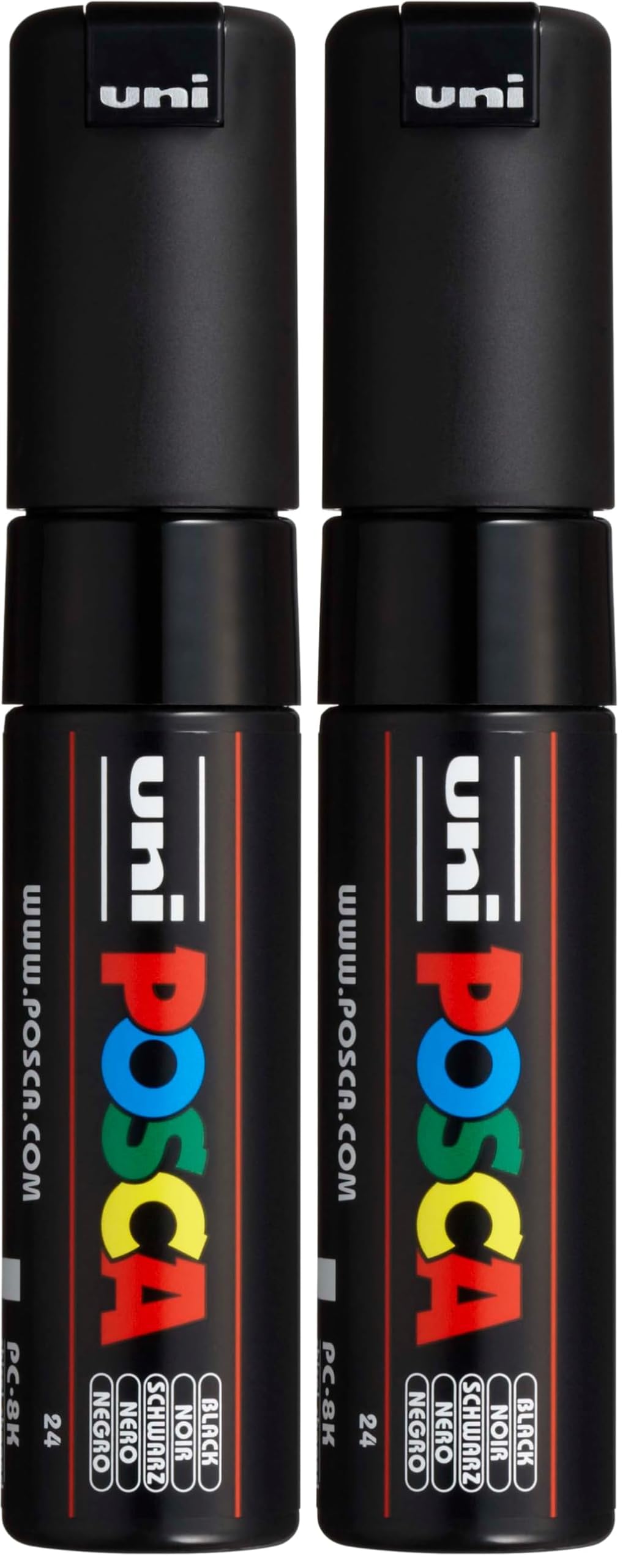 Uni-Ball 182699- Marcador POSCA con punta de cuña ancha, PC-8K, negro, 1 unidad (Paquete de 2)