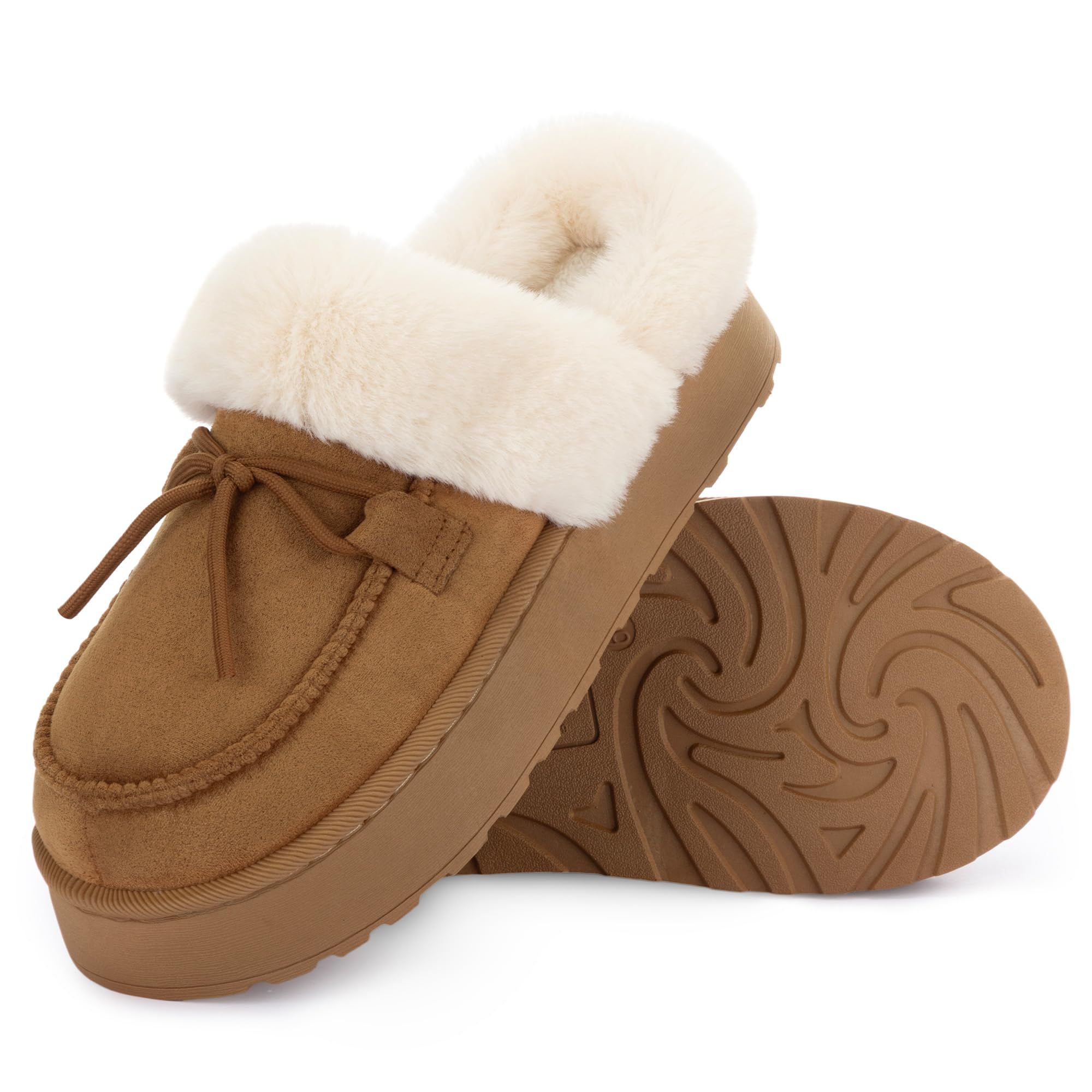 RockDove Womens Microsuede Moc Toe Platform Memory Foam Slipper with Indoor Oudoor sole