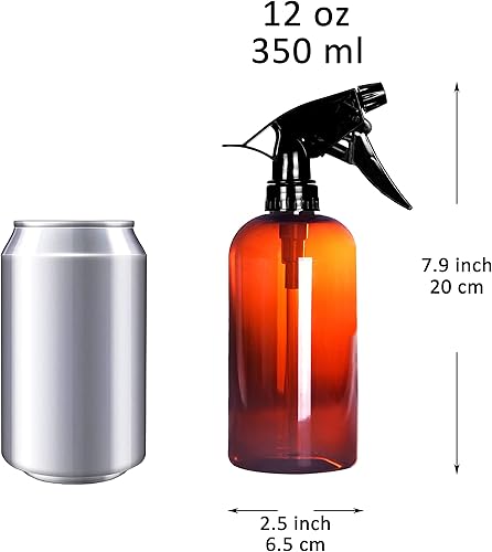 Miniatura 2 de Youngever Paquete de 6 botellas vacías de plástico ámbar en aerosol, recipiente recargable de 12 onzas para aceites esenciales, productos de