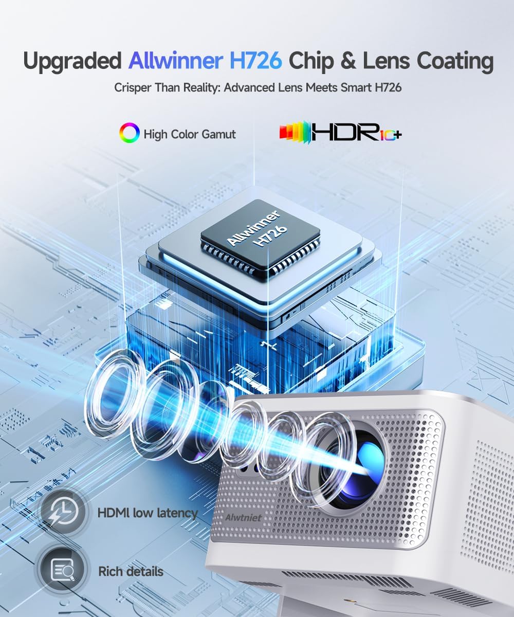 Android 14 Mini Projector with 4K 8K Support, Smart Projector with Wifi and Bluetooth, 600 ANSI, Auto Focus & Keystone, Obstacle Avoidance, 1080P Portable Movie Proyector, HY350Max...