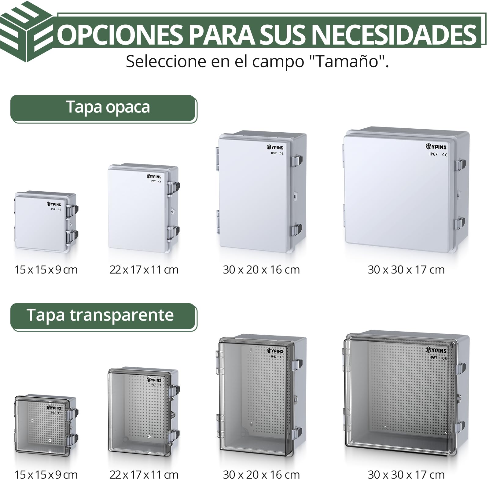 EYPINS Caja Estanca Exterior Electrica Impermeable IP67 30 * 20 * 17cm | Cuadro Eléctrico Superficie con Carcasa ABS,Cajas de Empalmes Transparente,Candado de combinación,para Exterior Garaje Sótano