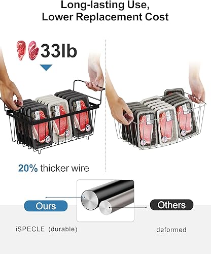 Miniatura 8 de iSPECLE Organizador de pecho para congelador, paquete de 2 cubos organizadores colgantes para congelador con mango expandible para congelador de 7